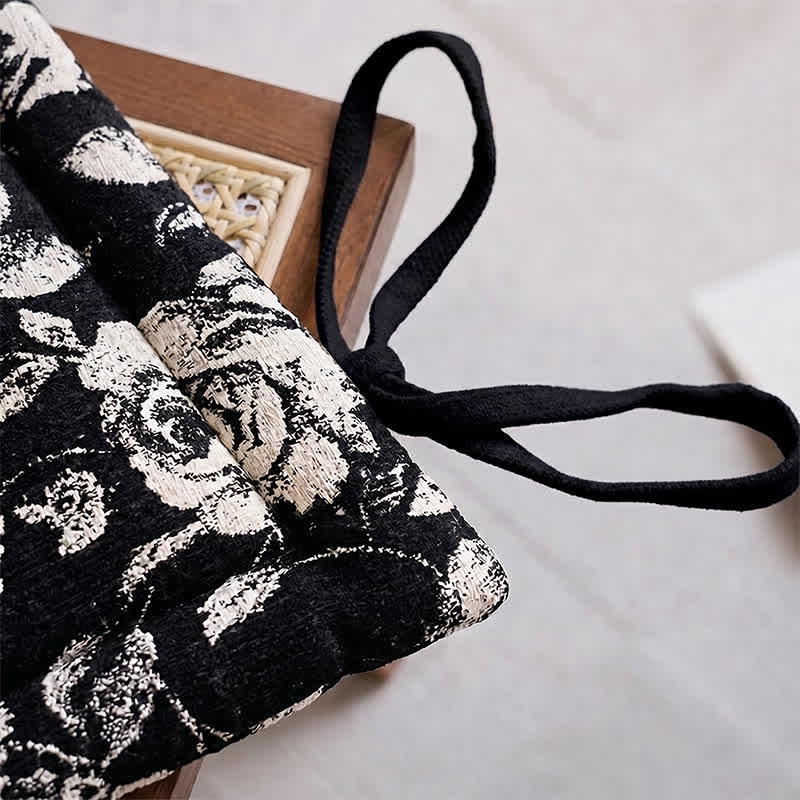 Ownkoti Black & White Vintage Floral Chenille Chair Cushion - image 4