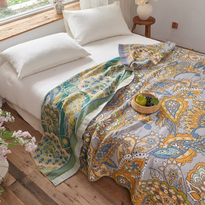 Ownkoti Double-Sided Artistic Paisley Muslin Blanket Quilt - image 3