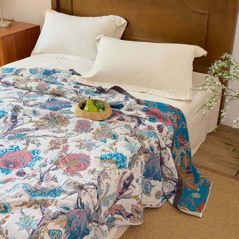 Ownkoti Vintage Botanical Cotton Muslin Reverisible Quilt - image 3