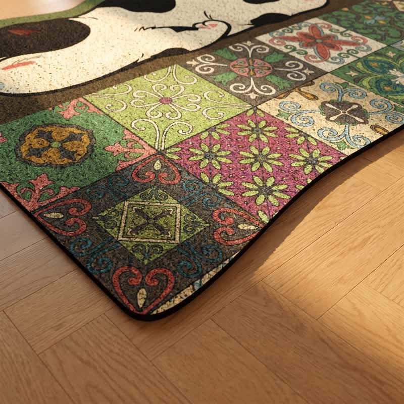 Ownkoti Sleeping Cat Scalloped Tile Entryway Rug - image 4