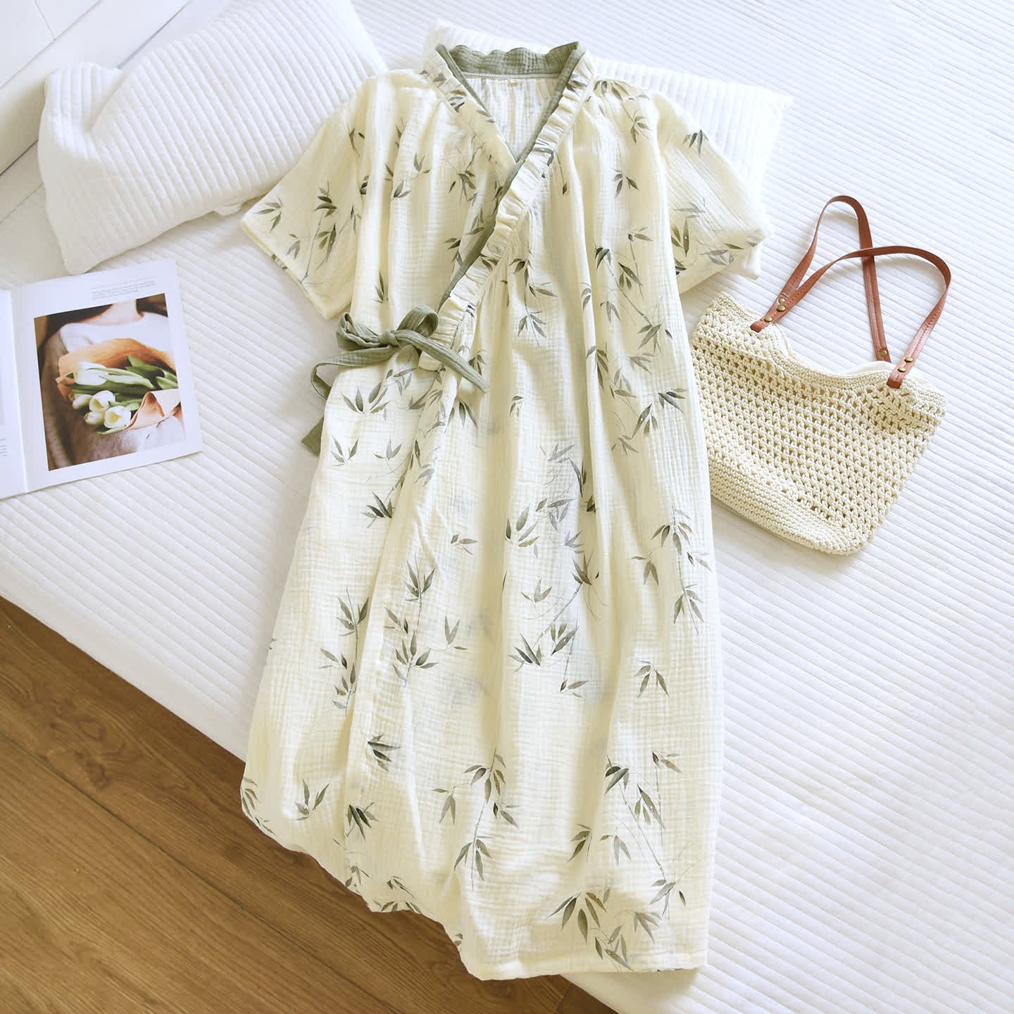 Ownkoti Bamboo Leaf Cotton Gauze Kimono Nightdress - image 1