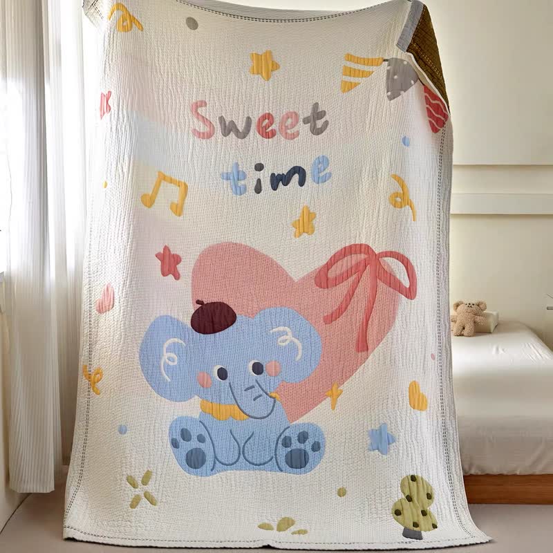 Ownkoti Pastel Elephant Lyocell Quilted Baby Blanket - image 6