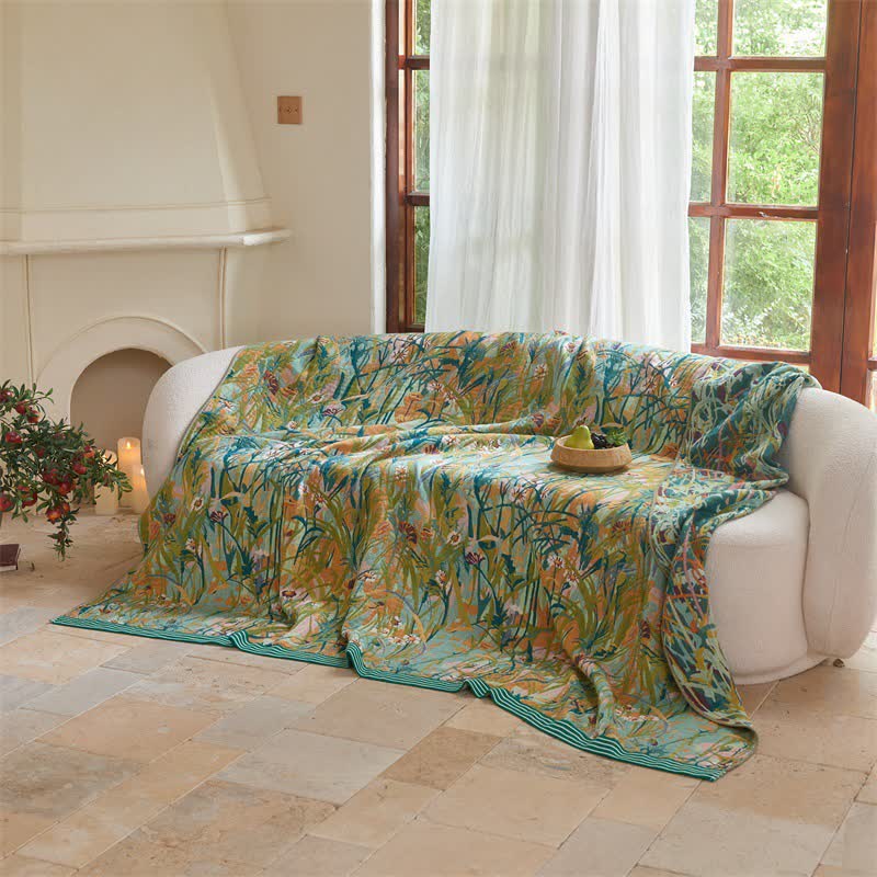 Ownkoti Vintage Iris Field Cotton Jacquard Blanket Quilt - image 4