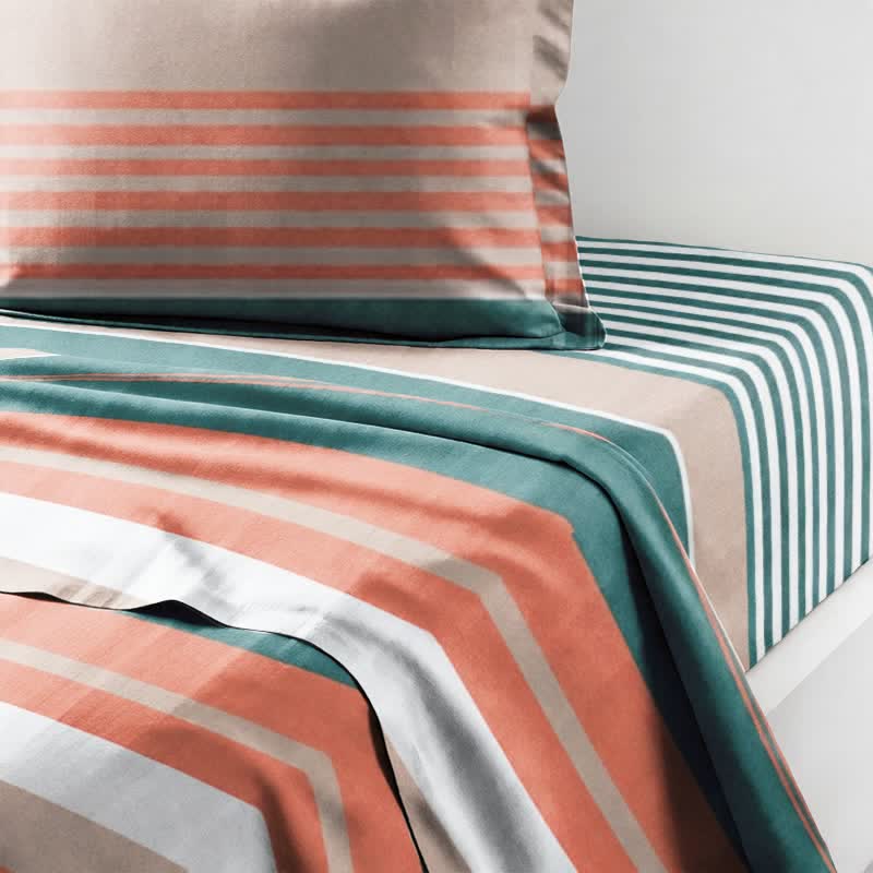 Ownkoti Coral Teal Stripe Twin XL Bedding Set - image 6