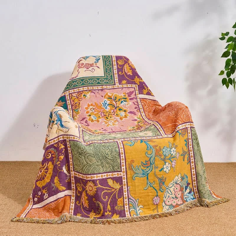 Ownkoti Boho Cotton Patchwork Floral Tassel Quilt - image 5