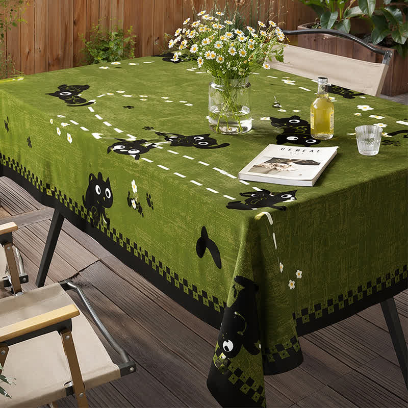 Ownkoti Playful Cat Garden Waterproof PVC Tablecloth - image 4