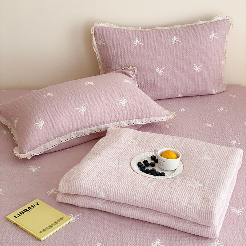 Ownkoti Ruffled Bow Quilted Lyocell Summer Quilt - image 3
