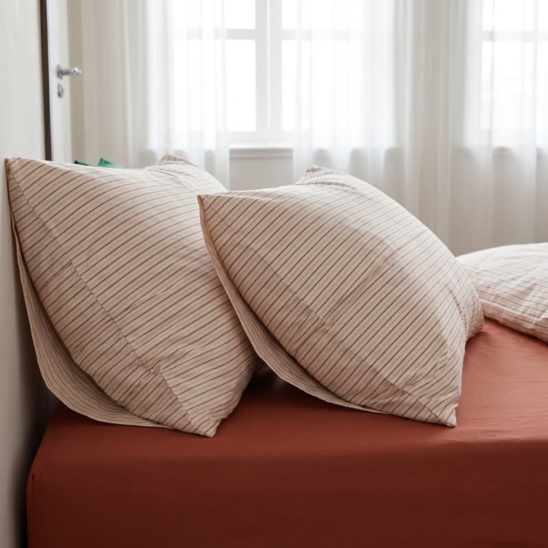 Ownkoti Washed Cotton French Blue Stripe Bedding Set - image 5