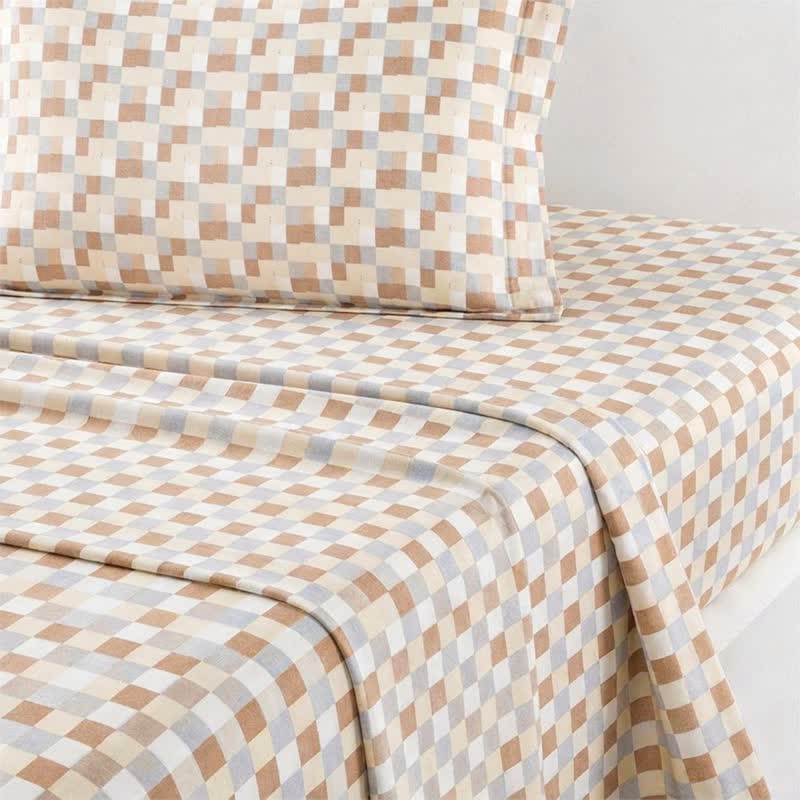 Ownkoti Warm Neutral Mosaic Check Bedding Set - image 6