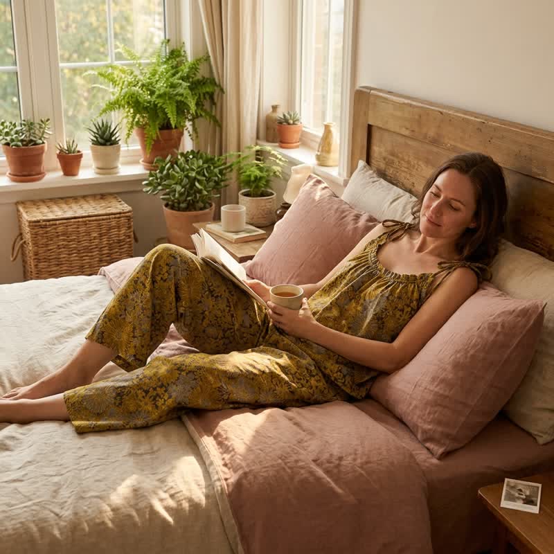 Ownkoti Vintage Floral Tie Strap Loungewear Set - image 12