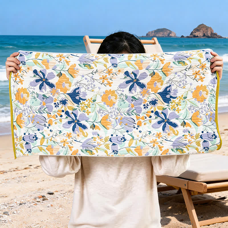 Ownkoti Botanical Floral 4-Layer Muslin Beach & Bath Towel - Hand Towel - 2PCS - 14"W x 29"L - image 9