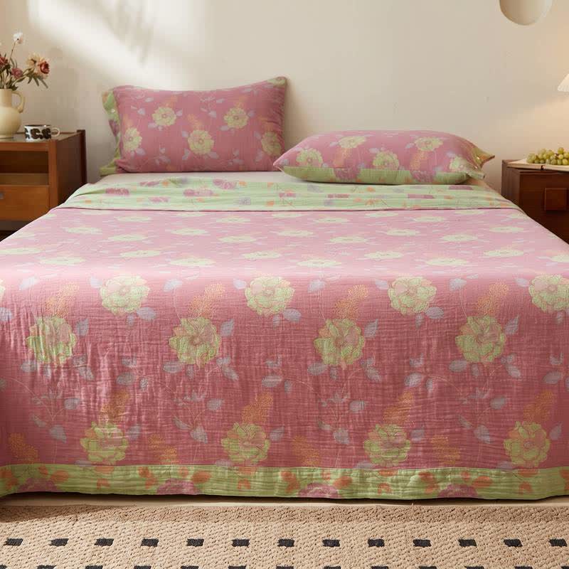 Ownkoti Dreamy Pastel Garden Cotton Muslin Bedspread - image 3