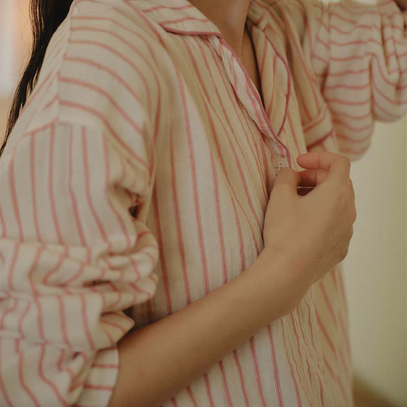 Ownkoti Relaxed Pinstripe Cotton Gauze Sleep Set - image 13