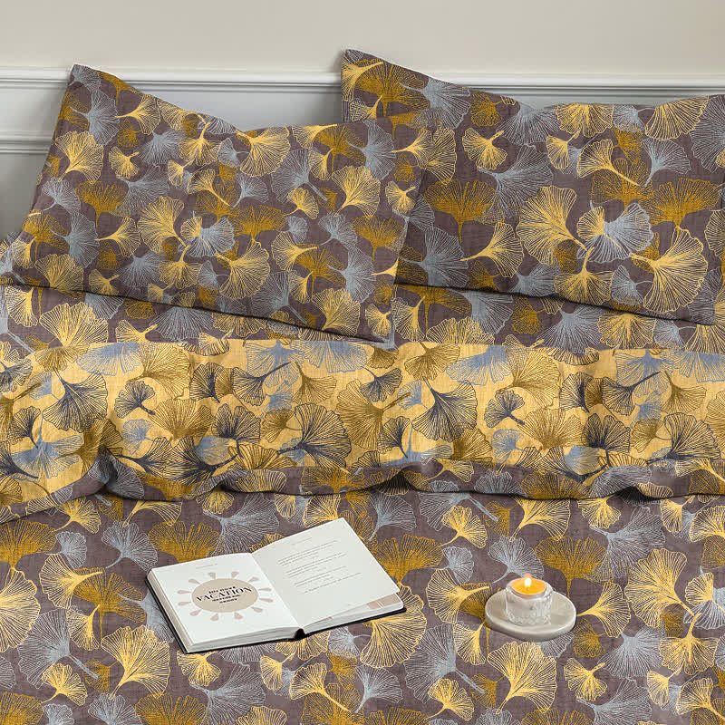 Ownkoti Retro Ginkgo Leaf Cotton Gauze Bedding Set - image 15