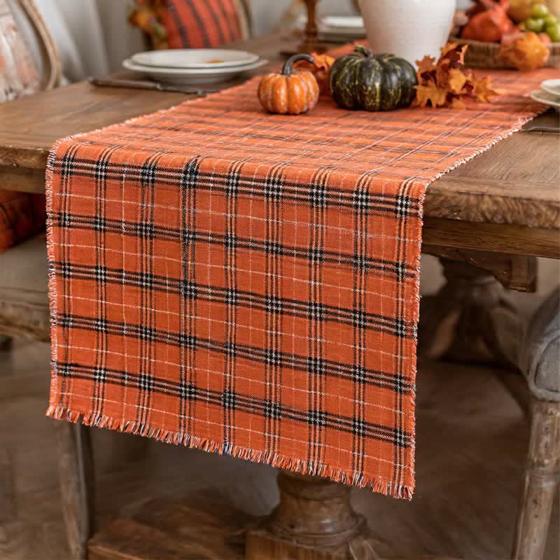 Ownkoti Orange Plaid Table Runner - image 5