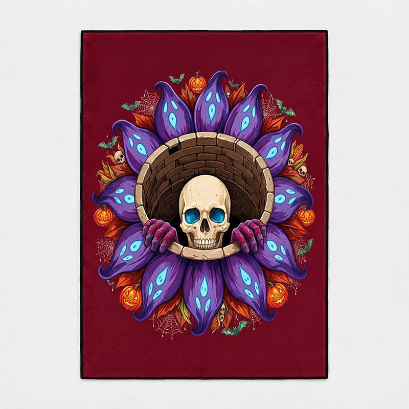 Ownkoti Gothic Skull Well Halloween Non-Slip Area Rug - image 6