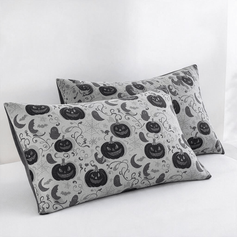 Ownkoti Halloween Pumpkin Ghost Reversible Cotton Blanket - White - 2PCS Pillowcases - 20" x 36" - image 10