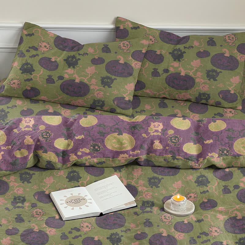 Ownkoti Halloween Pumpkin Monster Cotton Bedding Set - image 35