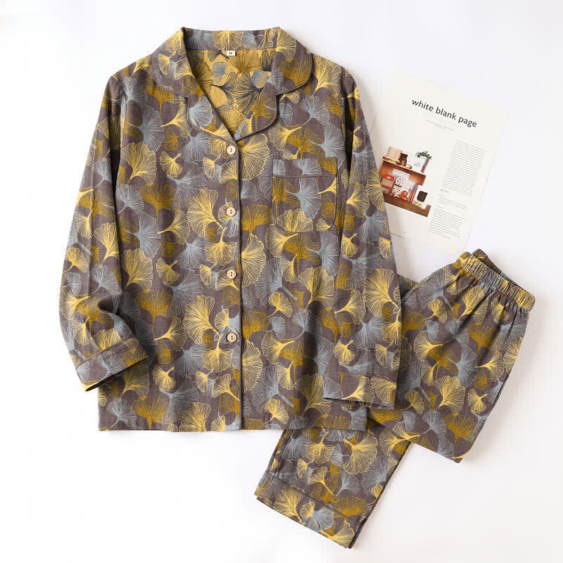 Ownkoti Ginkgo Leaf Notch Collar Pajama Set - image 9