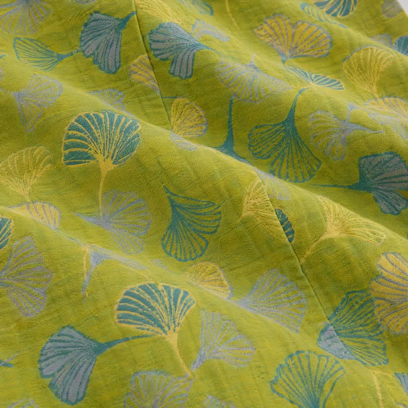 Ownkoti Green Ginkgo Leaf Cotton Pajama Pants - image 7