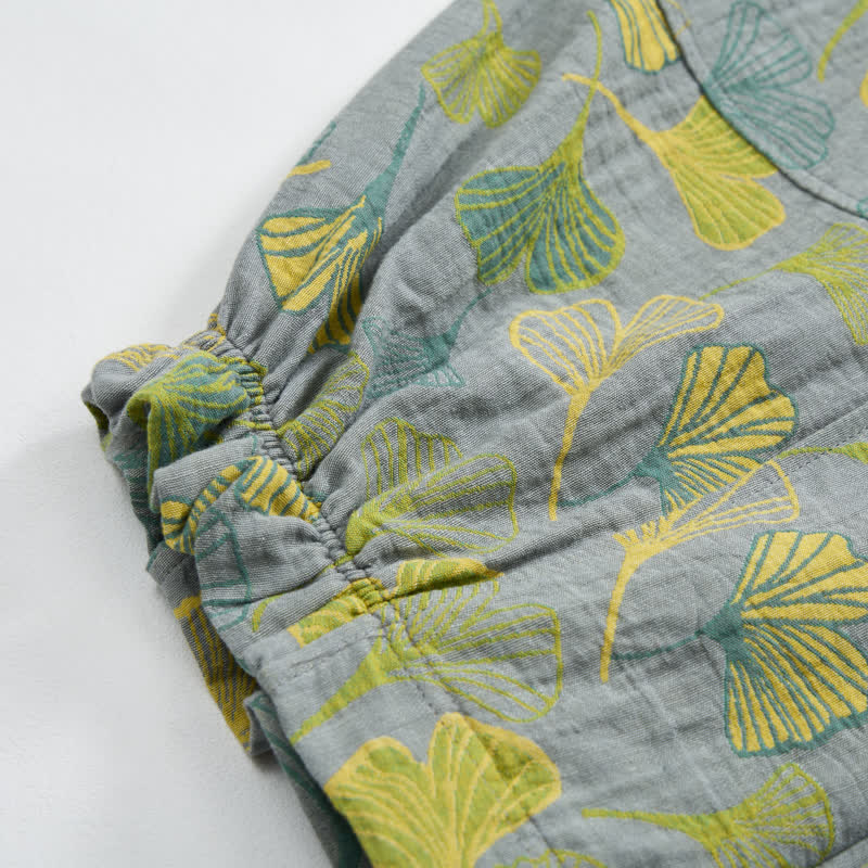 Ownkoti Green Ginkgo Leaf Cotton Pajama Pants - image 9