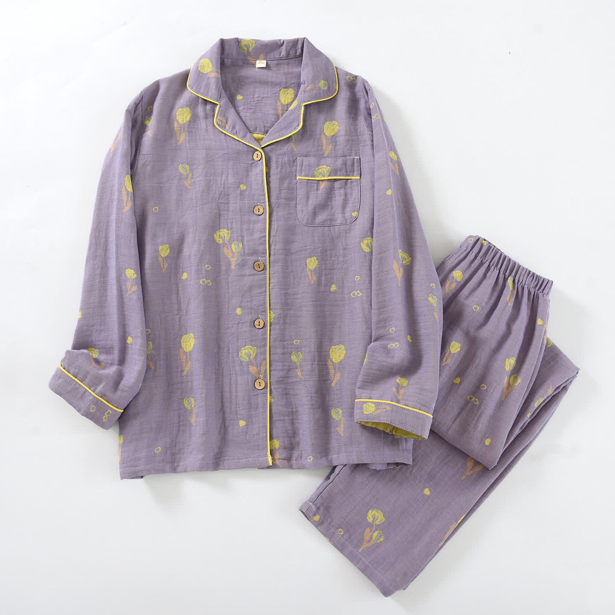 Ownkoti Floral Cotton Piped Loungewear Set - Purple - XXL - image 13