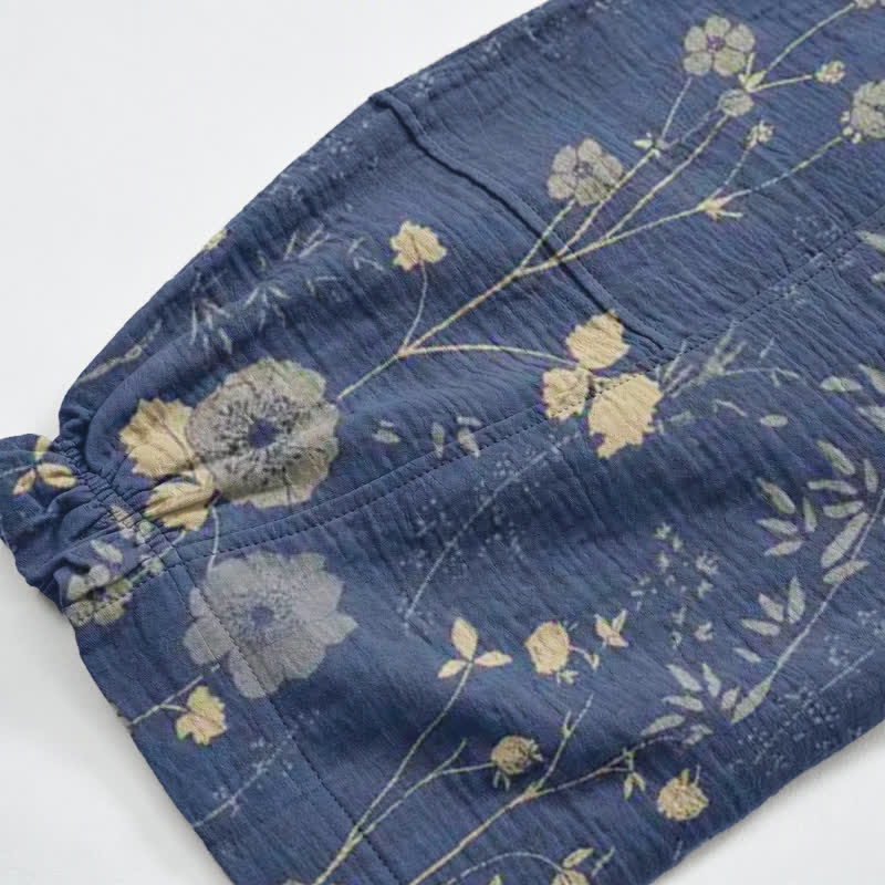 Ownkoti Navy Blue Wildflower Cotton Gauge Lounge Pants - image 10