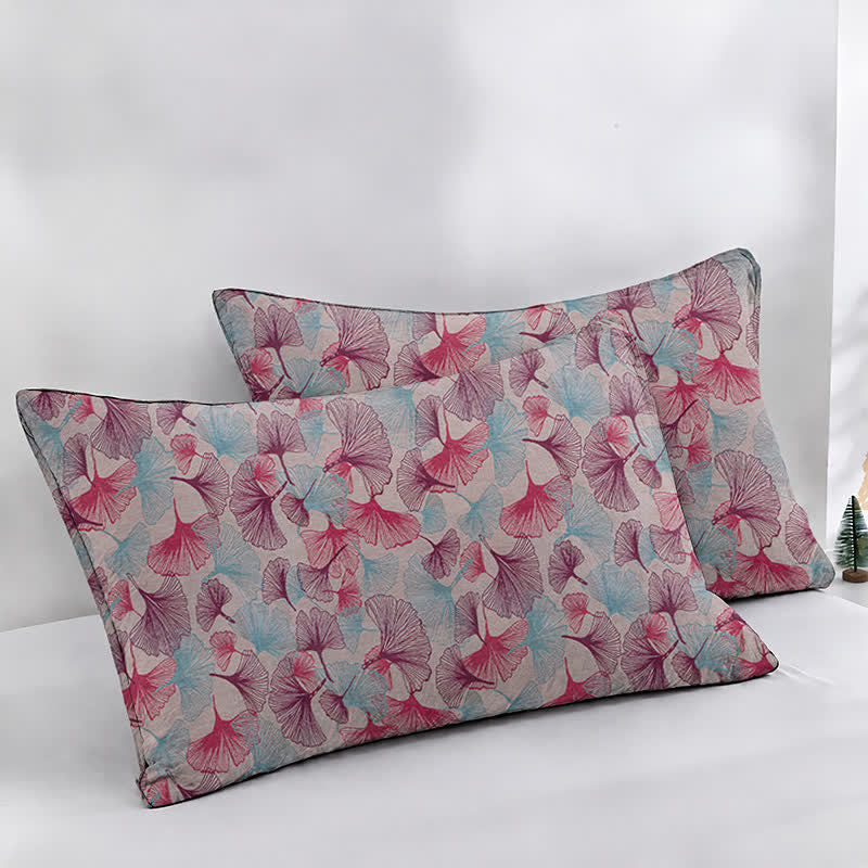 Ownkoti Watercolor Ginkgo Leaf Cotton Gauze Quilt - Beige - 2PCS Pillowcases - 20" x 37" - image 13