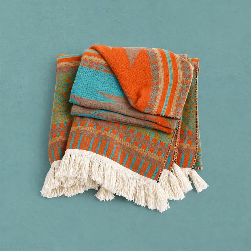 Ownkoti Colorful Geometric Woven Poncho Shawl Wrap - image 9
