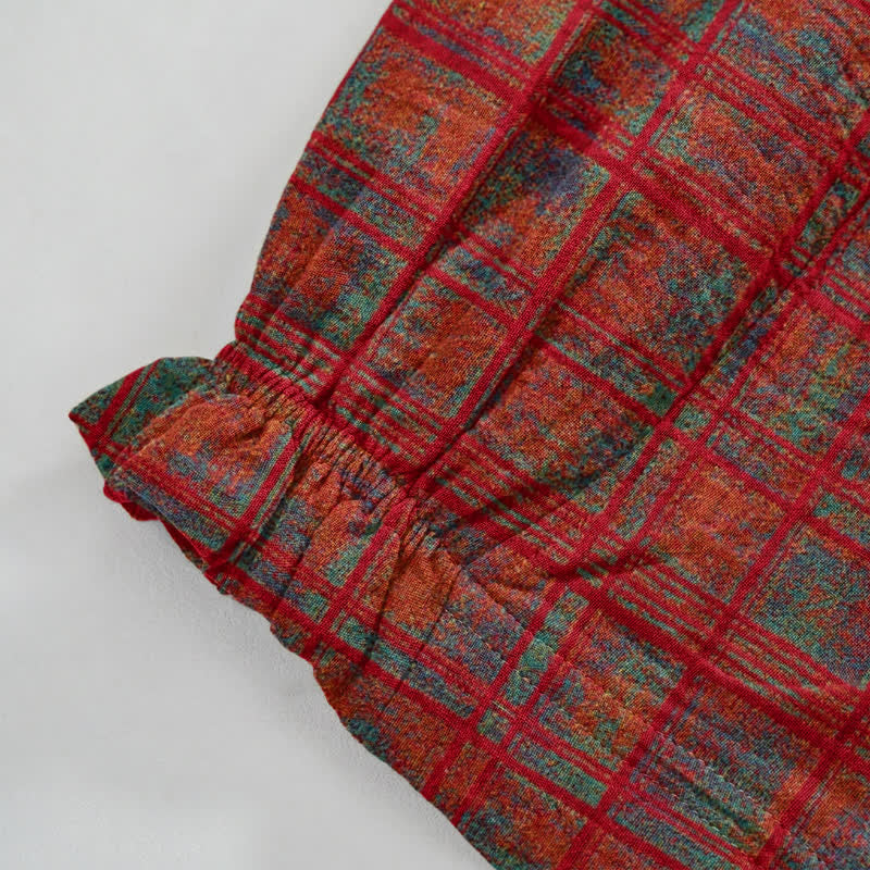 Ownkoti Vintage Red Plaid Cotton Harem Pants - image 5