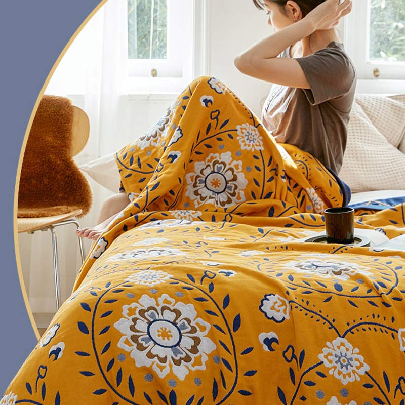 Ownkoti White Color Flower Cotton Double-Side Quilt