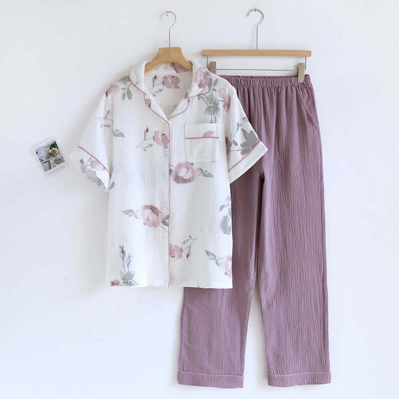 Ownkoti Rose Short Sleeve Summer Loungewear Set