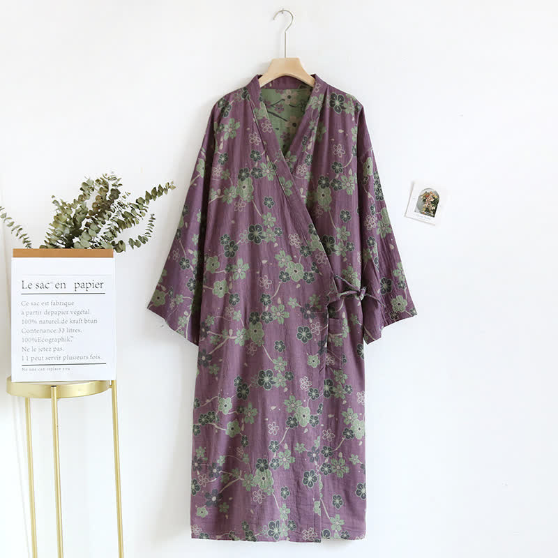 Ownkoti Jacquard Plum Blossom Pure Cotton Bathrobe