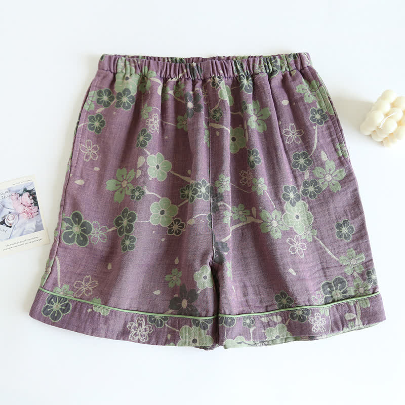 Ownkoti Plum Blossom Pure Cotton Pajama Shorts