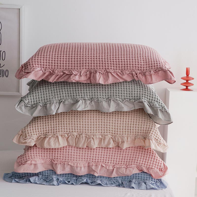 Ownkoti Waffle Weave Cotton Pillowcases with Ruffle (2PCS) - image 13