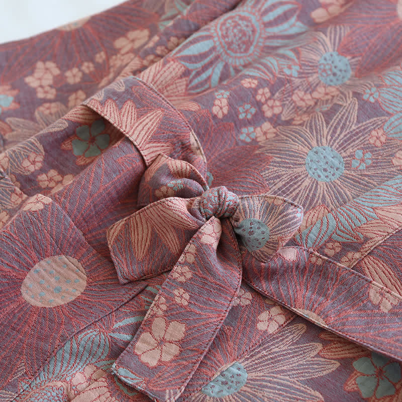 Ownkoti Floral Comfy V-neck Home Sleep Bathrobe - image 6