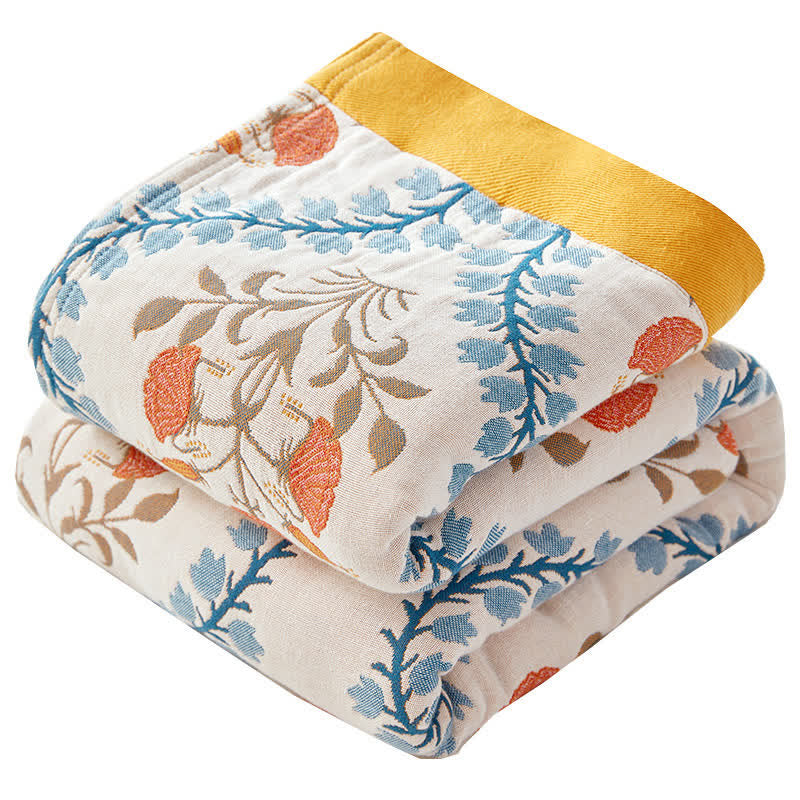 Ownkoti Bluebell Flower Cotton Gauze Reversible Quilt