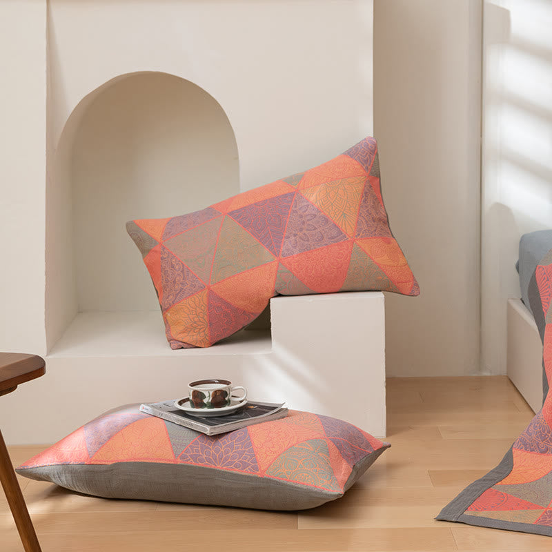 Ownkoti Triangle Pattern Print Cotton Reversible Quilt