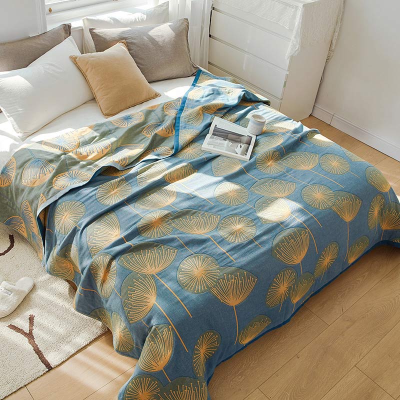 Ownkoti Dandelion Print Cotton Reversible Quilt