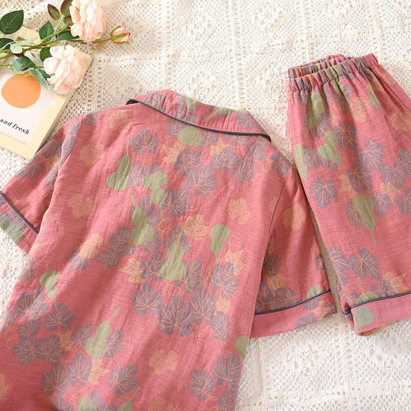 Ownkoti Jacquard Gourd Cotton Gauze Pajama Set