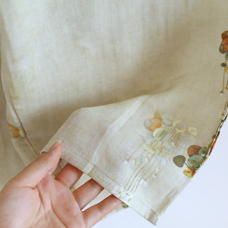 Ownkoti Floral Woven Short Sleeve Loungewear Set