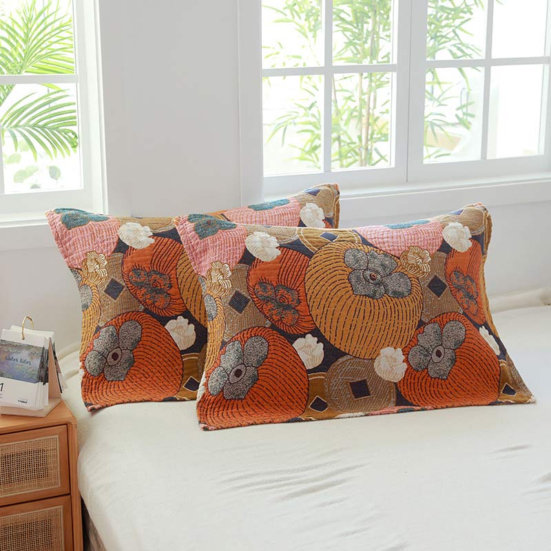 Ownkoti Colorful Persimmon Cotton Gauze Pillow Towel (2PCS)