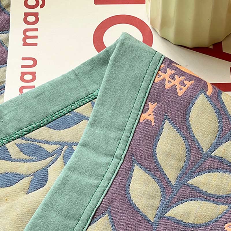 Ownkoti Green & Orange Leaf Cotton Reversible Quilt