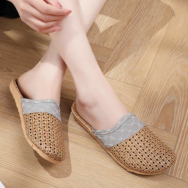 Ownkoti Modern Hollow-out Anti-slip Flax Slippers - image 1