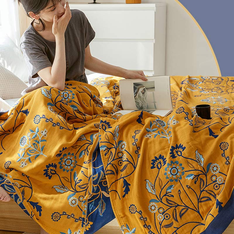 Ownkoti Dianthus Flower Cotton Gauze Reversible Quilt - image 3