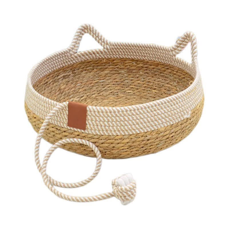 Ownkoti Handmade Woven Rattan Cat Bed