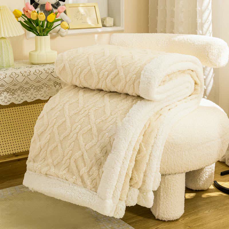 Ownkoti Puffy Cozy Reversible Fleece Throw Blanket - Beige - 79" x 90" - image 10