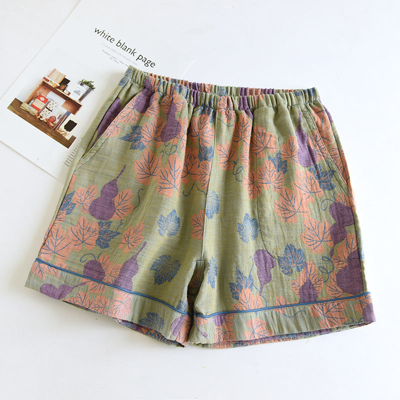 Ownkoti Double Layers Cotton Gauze Gourd Pajama Shorts