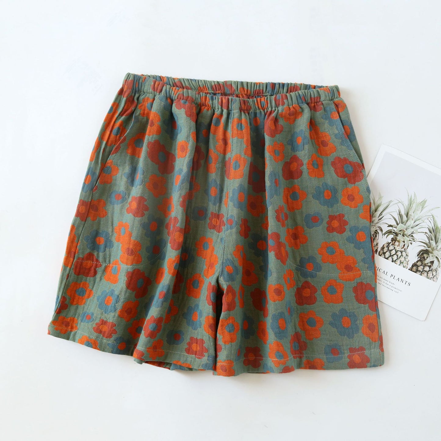 Ownkoti Floral Cotton Gauze Soft Pajama Shorts