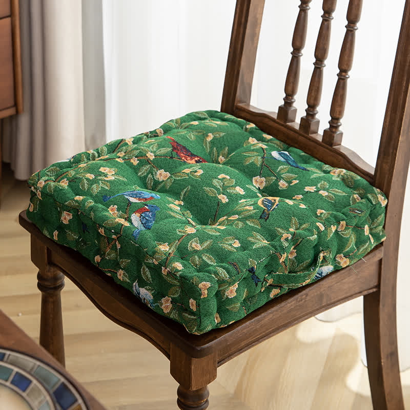 Ownkoti Bird Leaf Jacquard Chair Pad Floor Cushion